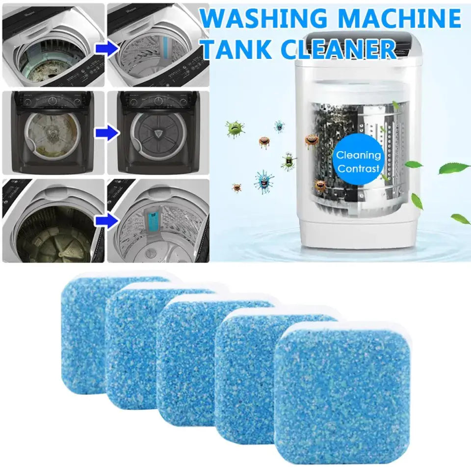 Washing Machine Tank Cleaner Tablets (12 pcs/bag) – Deep Cleaning Effervescent Tablets for Front & Top Load Washers