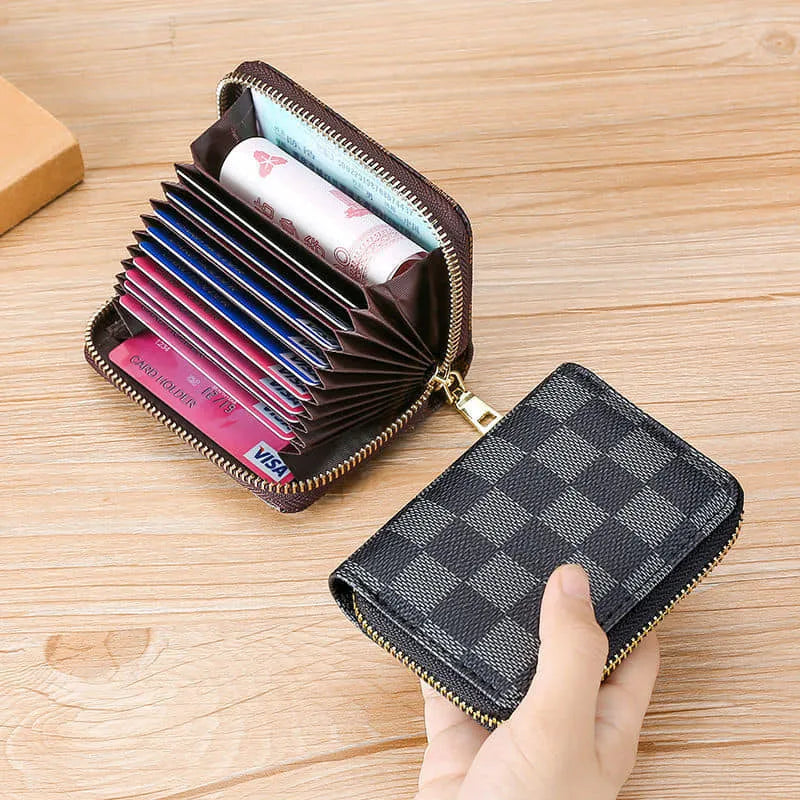 Premium Zipper Card Holder Wallet – Compact PU Leather Mini Wallet for Cards, Cash & Coins (Unisex)