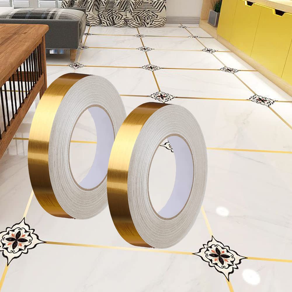 Gold Tile Gap Decoration Tape (30m × 1cm) – Waterproof Adhesive Line Tape for Wall & Floor Tile Borders