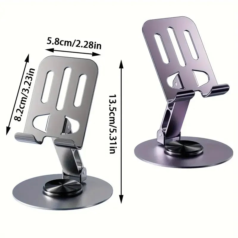 360° Rotating Full Metal Phone & Tablet Stand – Adjustable Aluminum Alloy Desktop Holder