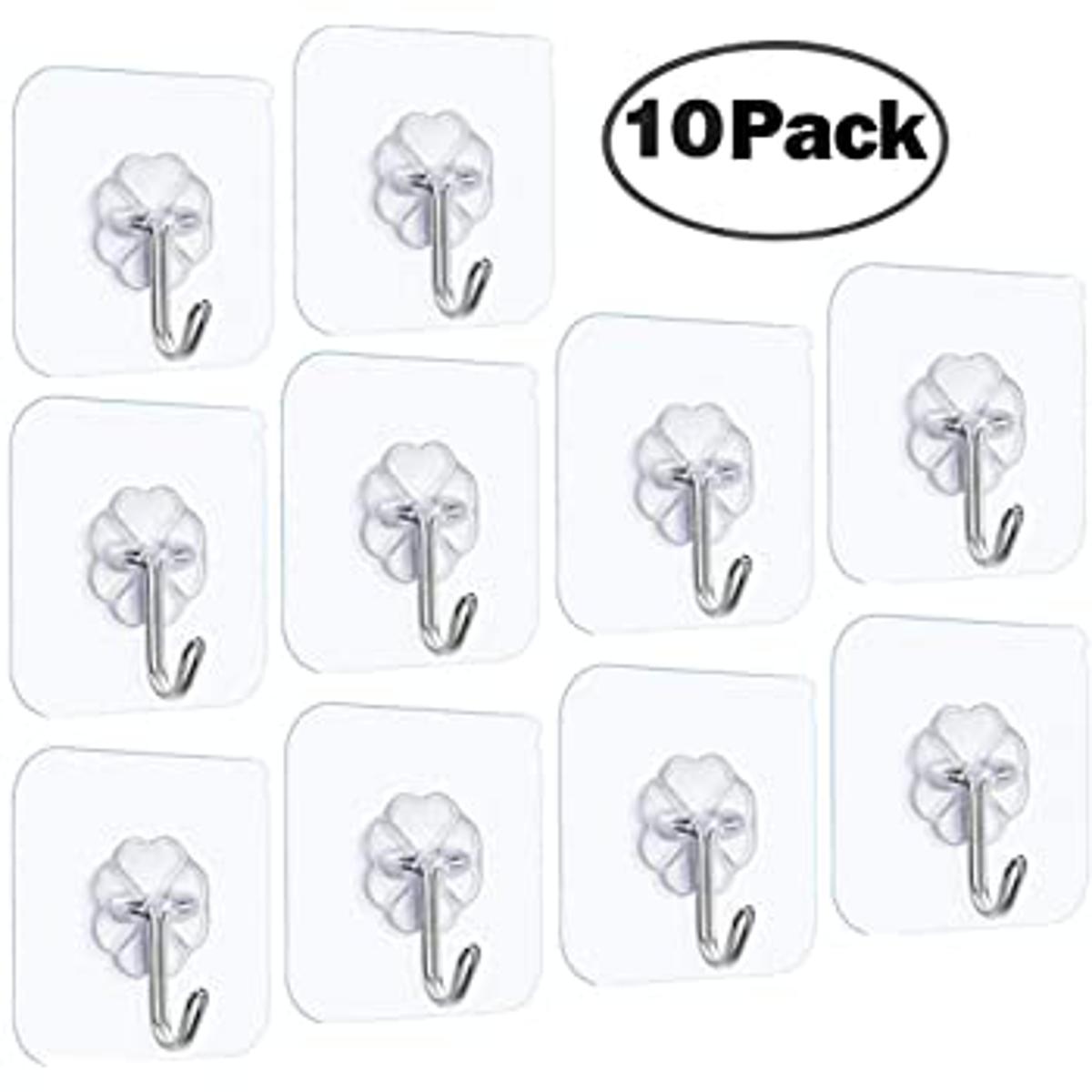 10 Pcs Angta Wall Hook – Strong Self-Adhesive Mini Hanging Hooks for Home, Kitchen & Bathroom