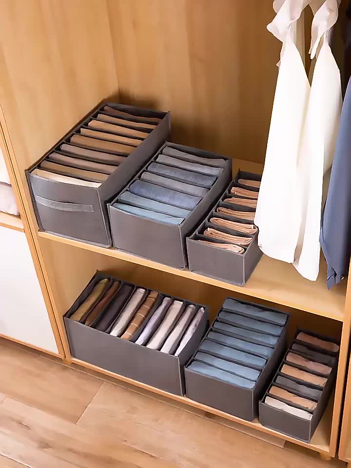 9-Grid Clothes Organizer Storage Box – Foldable Fabric Drawer Divider for T-Shirts, Pants, Sarees & Wardrobe Organization