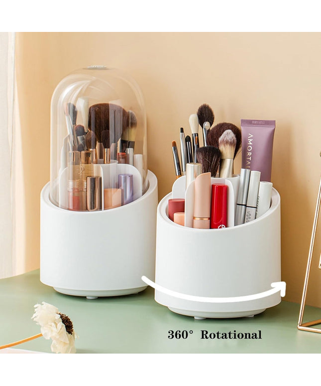 Rotating Dust-Proof Makeup Brush Organizer