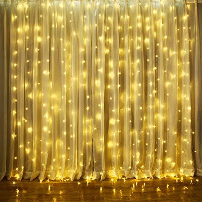 16 Feet 80 LED Golden Curtain Fairy Lights