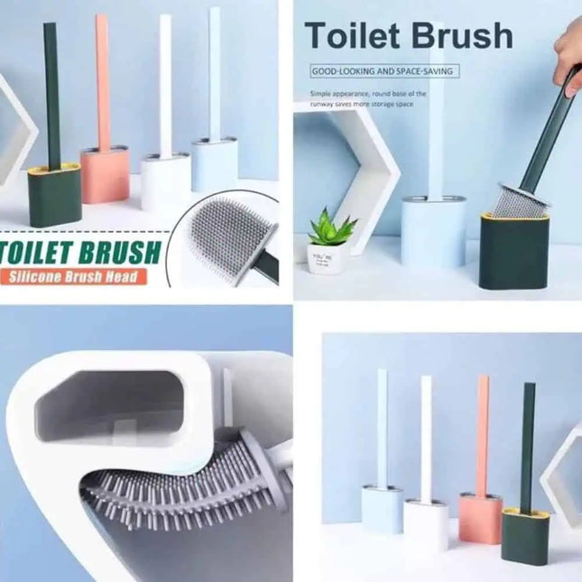 Silicone Toilet Brush with Holder Wall Mounted