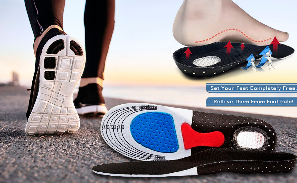 Premium Shock Absorbing Sports Insole – Arch Support, Breathable Cushion Pads for Running, Walking & All-Day Comfort