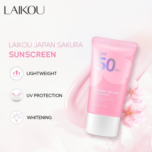 Laikou Japan Sakura Sunscreen – SPF 50 PA+++ | Lightweight, Whitening & UV Protection (50g)