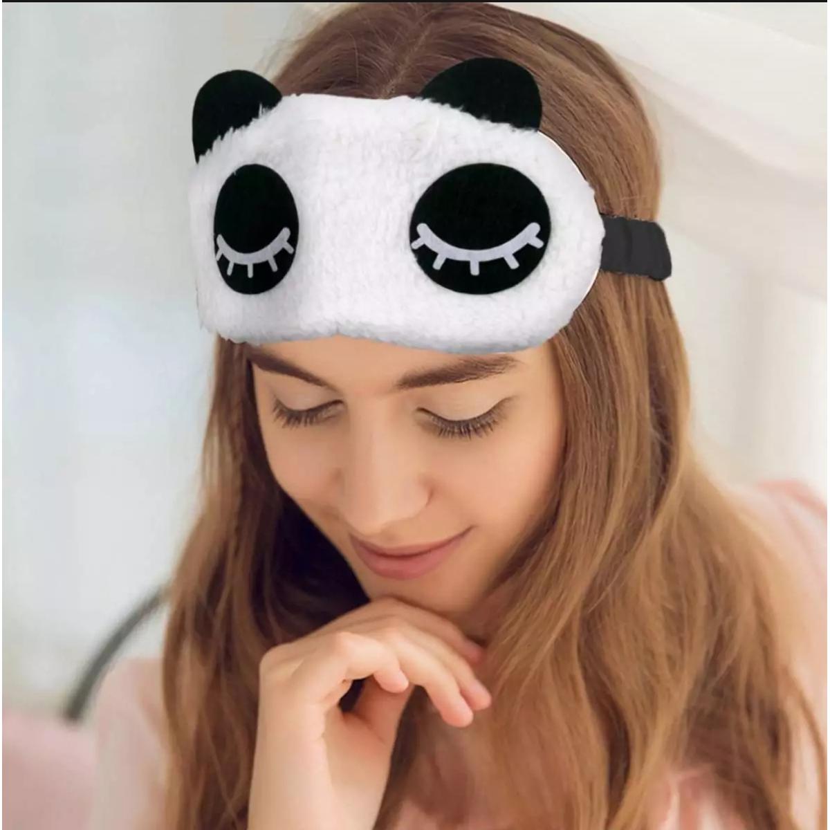 2 pcs Cute Panda Sleeping Eye Mask – Ultra Soft Plush Sleep Mask for Women & Kids | Light Blocking Comfort Mask