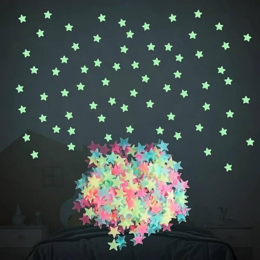 100 Pcs Luminous Star Stickers (30 cm) – Glow in the Dark Wall & Ceiling Decor for Kids Room, Bedroom & Home