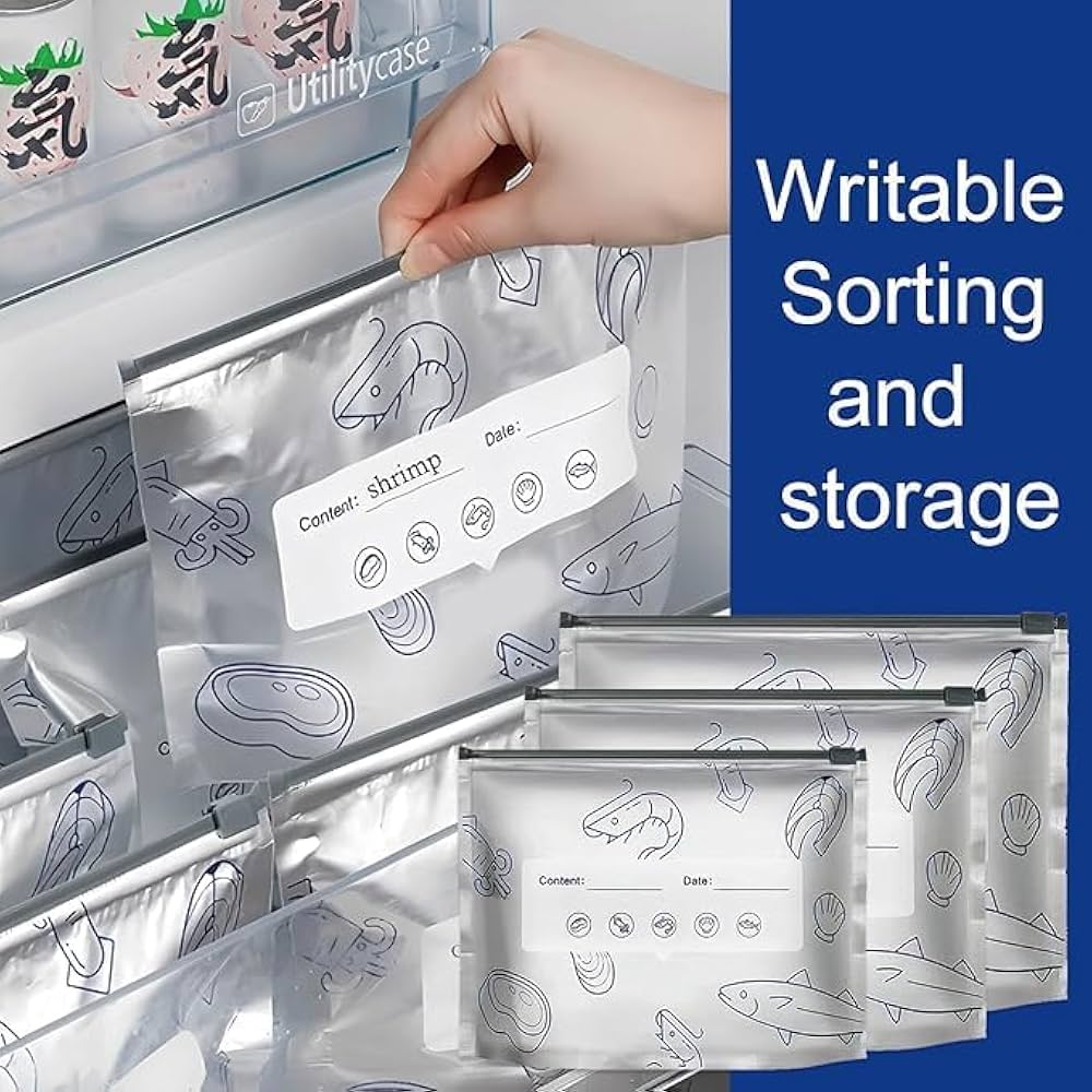 10Pcs/Bag Reusable Food Storage Zip Bags – Leak-Proof Freezer Bags for Vegetables, Meat & Snacks | BPA-Free, Durable & Resealable