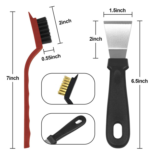 3 Pcs Grill Cleaning Brush & Scraper Set