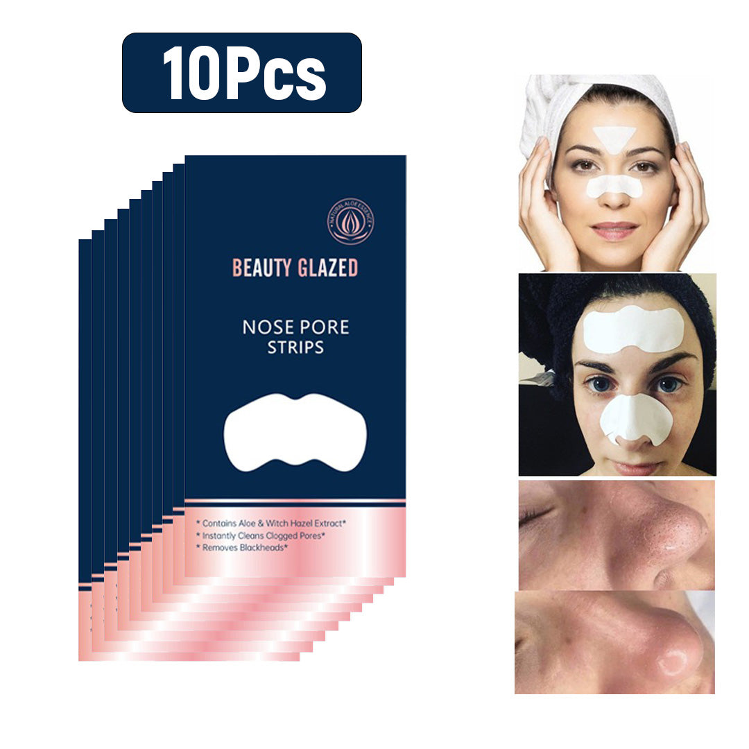 Beauty Glazed Nose Pore Strips – Instant Blackhead Remover & Deep Pore Cleansing Strips (10 Pack)