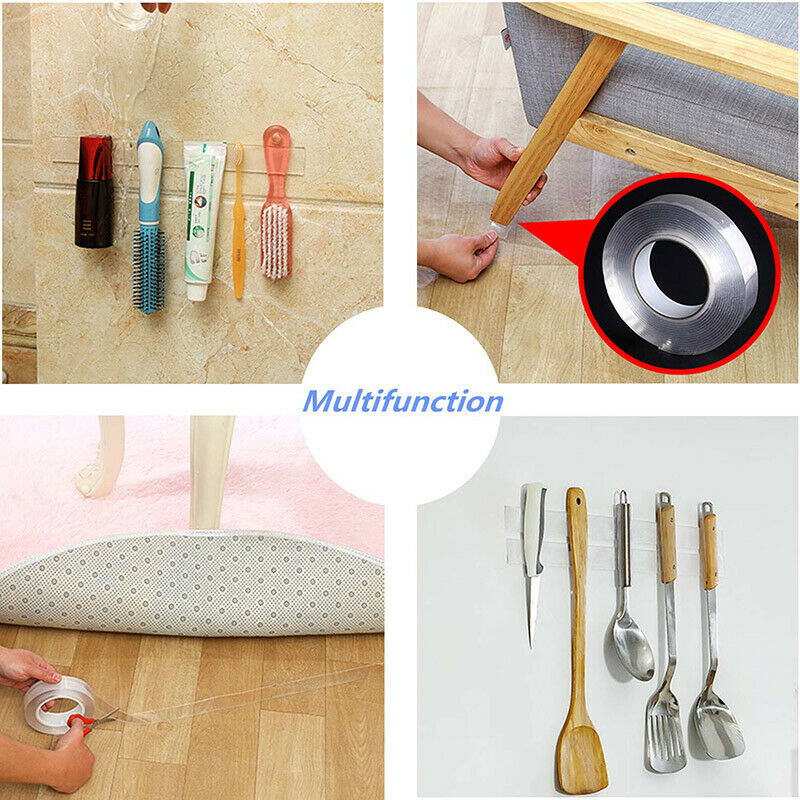 Strong Double-Sided Nano Gel Tape – Reusable Transparent Adhesive Tape for Wall Mounting, Home & Office (3cm × 1m × 1mm)