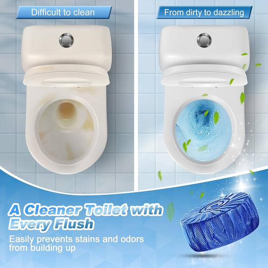 Toilet Cleaning Flush Tablets (10 pcs/bag) – Automatic Blue Toilet Bowl Cleaner for Stain Removal & Odor Control