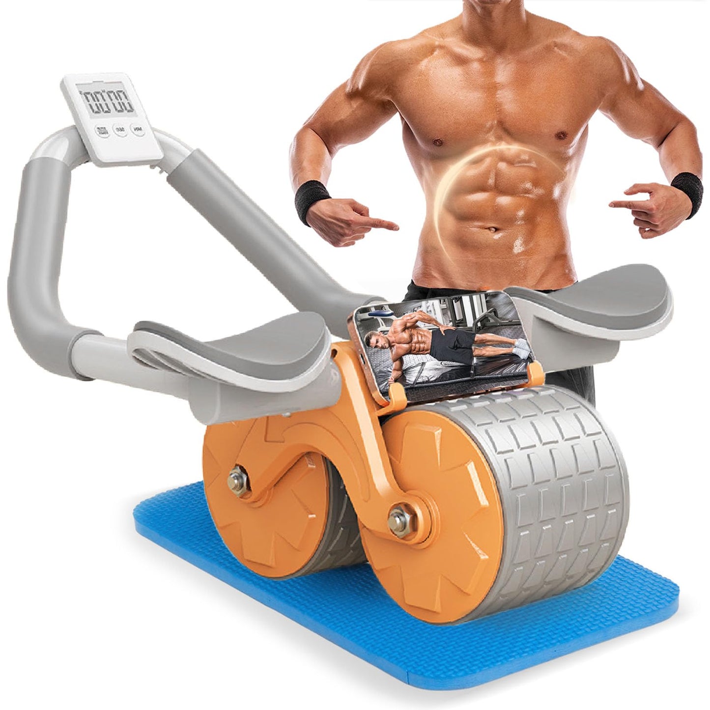 Smart Abdominal Exercise Roller – Multi-Functional Ab Trainer with LED Counter & Dual Wheel Stability for Core & Full Body Workout