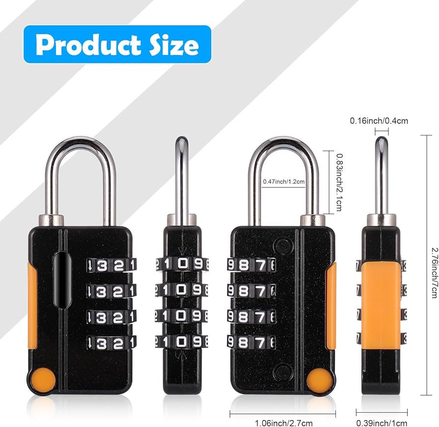 4-Digit Mini Combination Lock – Portable & Resettable Security Padlock for Bags, Lockers, Travel & Gym