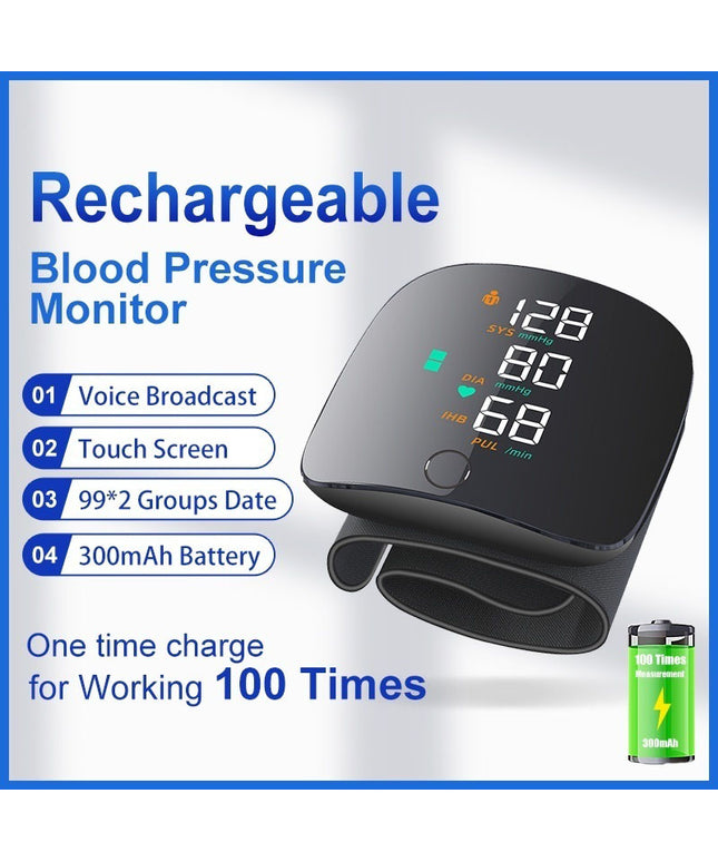 Rechargeable Wrist Blood Pressure Monitor