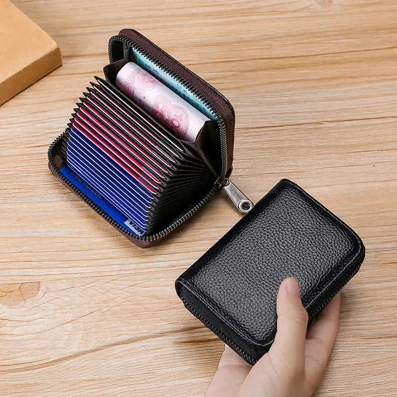 Premium Zipper Card Holder Wallet – Compact PU Leather Mini Wallet for Cards, Cash & Coins (Unisex)