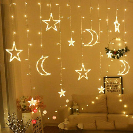 Star & Moon Curtain Fairy Lights
