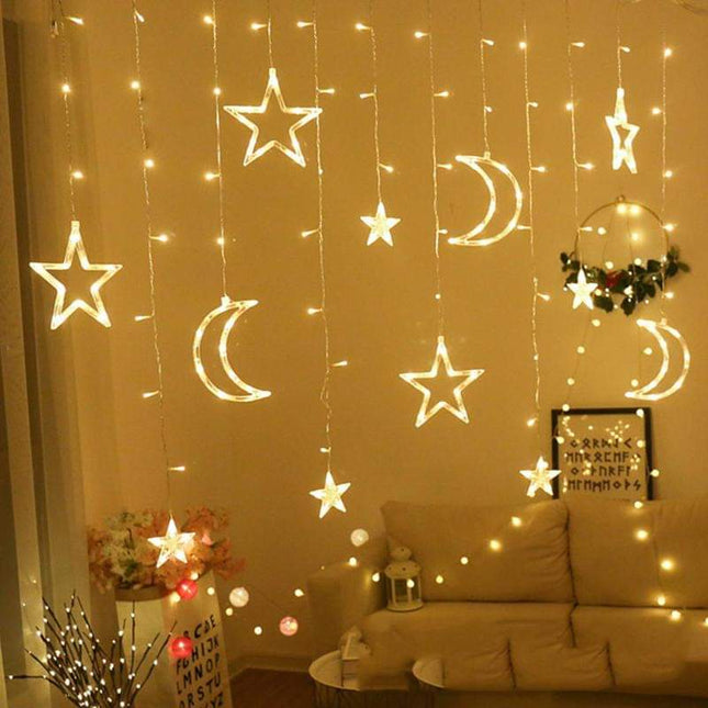 Star & Moon Curtain Fairy Lights