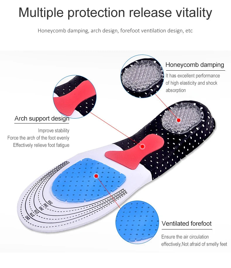 Premium Shock Absorbing Sports Insole – Arch Support, Breathable Cushion Pads for Running, Walking & All-Day Comfort