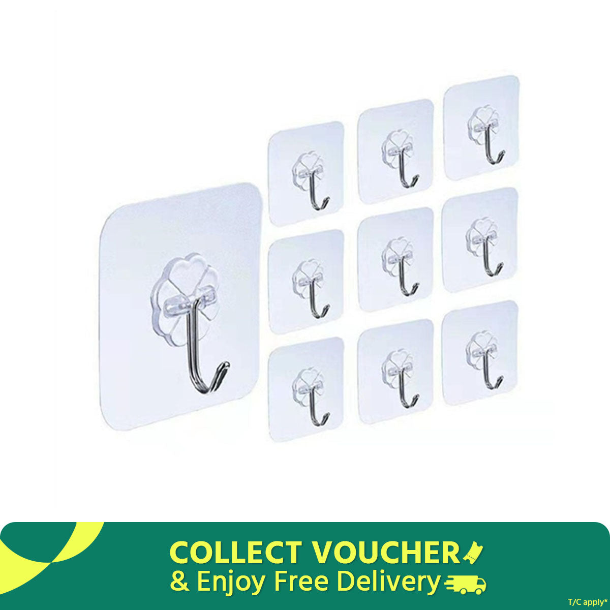 10 Pcs Angta Wall Hook – Strong Self-Adhesive Mini Hanging Hooks for Home, Kitchen & Bathroom