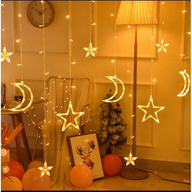 Star & Moon Curtain Fairy Lights