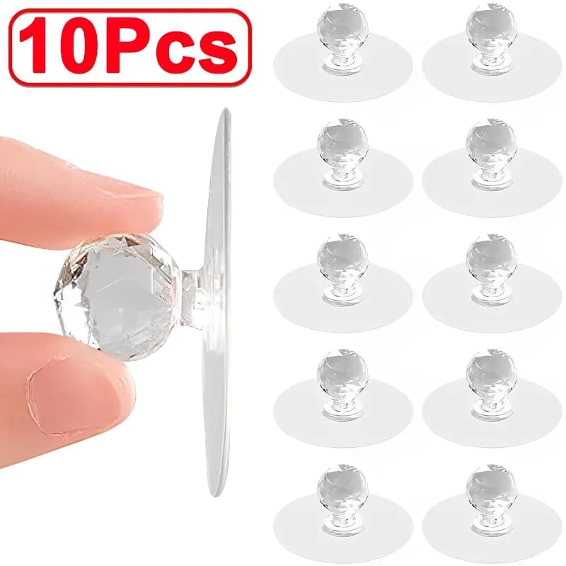 10 Pcs Diamond Wall Hook – Strong Self-Adhesive Mini Hanging Hooks for Home, Kitchen & Bathroom
