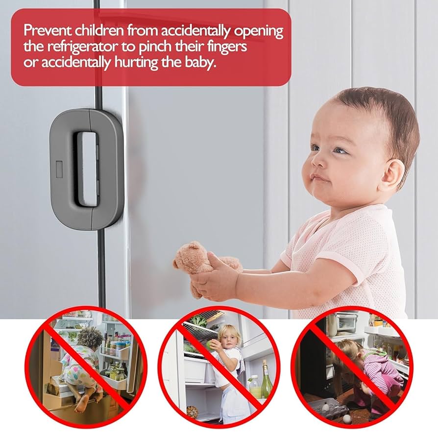 Child Safety Lock for Refrigerator & Cabinets – Baby Proof Door Lock to Prevent Accidents, Finger Injuries & Unwanted Access