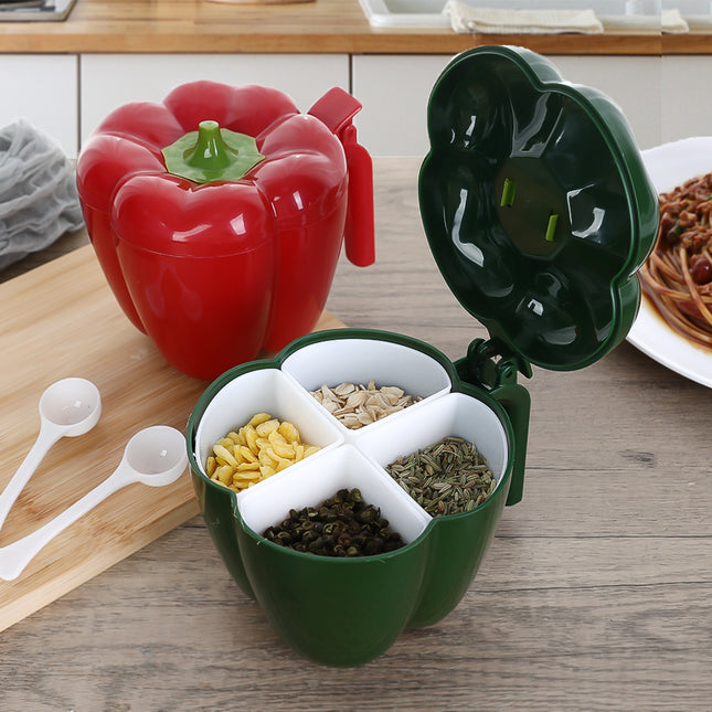 Capsicum Shape Multi Grid Seasoning Box
