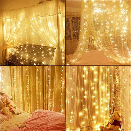 16 Feet 80 LED Golden Curtain Fairy Lights