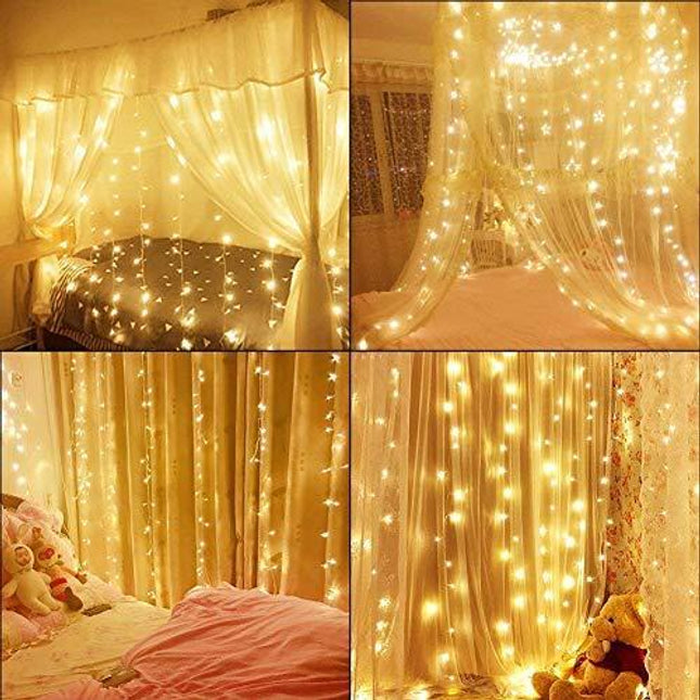 16 Feet 80 LED Golden Curtain Fairy Lights