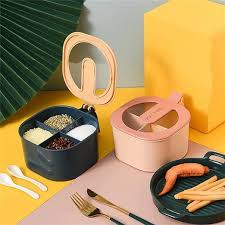 4 Grid Spice Storage Box with Lid & Spoon