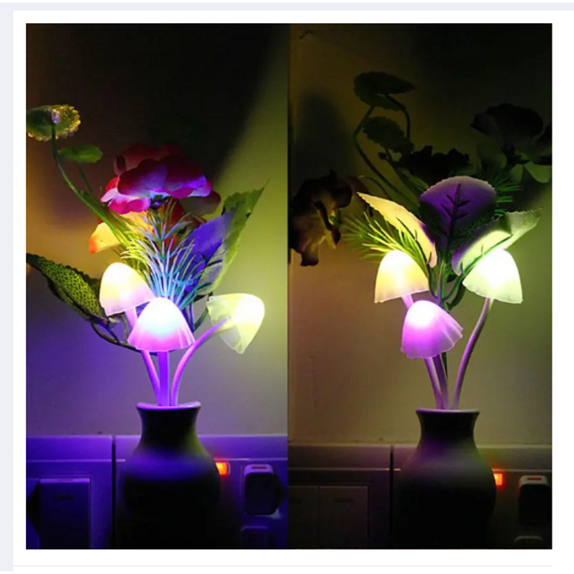 Multicolour Auto Flower Mashroom Night Light 1 Pc
