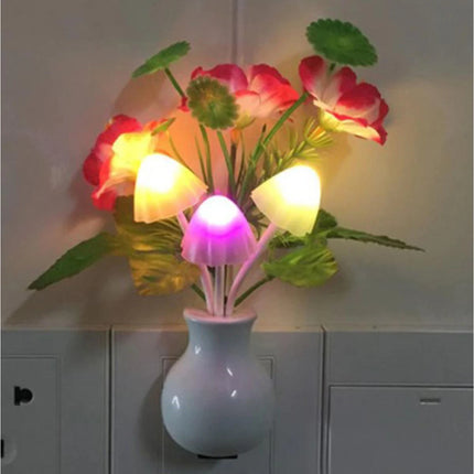 Multicolour Auto Flower Mashroom Night Light 1 Pc