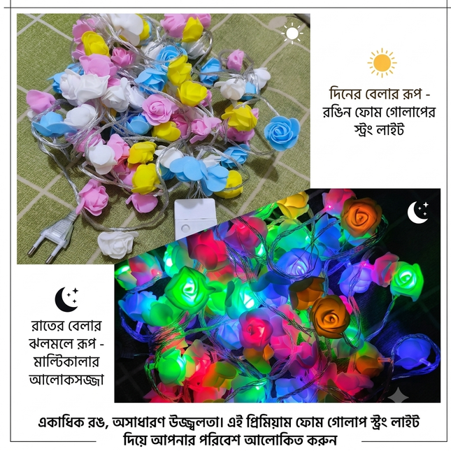 80 LED Multicolor Rose Fairy Lights(15 Feet)