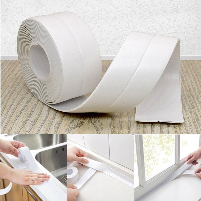 320cm x 2.2cm Waterproof Self-Adhesive Shower & Bath Sealing Tape – PVC Caulk Strip for Bathroom & Kitchen